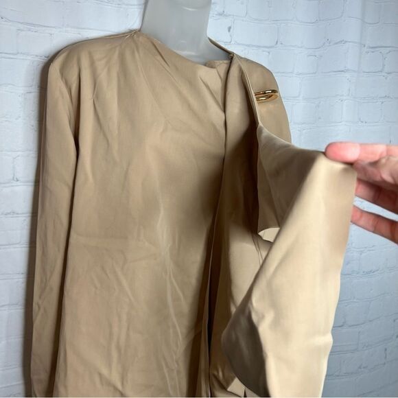 NEW Bottega Veneta tan wool twill draped wrap top size 42 - Picture 3 of 16